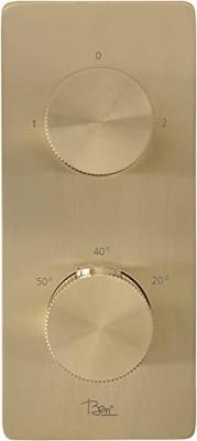 Ben Engraved Line inbouw regendoucheset met 4 straalsoorten Ø25cm geborsteld messing pvd