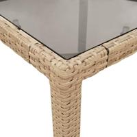 5-delige Tuinset met kussens poly rattan en glas beige - thumbnail