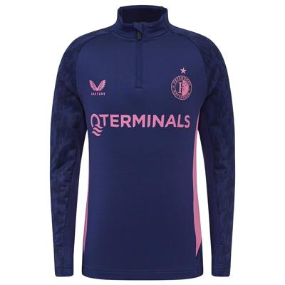 Castore Feyenoord Trainingstrui 1/4-Zip 2025-2026 Kids Donkerblauw Roze