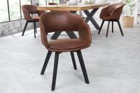 Design stoel NORDIC STAR antiek bruin houten poten - 43422 - thumbnail