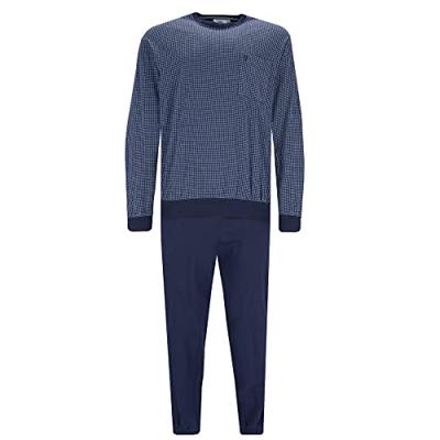 Blauwe heren pyjama blokjesdesign Hajo