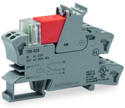 WAGO 788-508 Relaismodule (modulair) Nominale spanning: 230 V/AC Schakelstroom (max.): 16 A 1x wisselcontact 1 stuk(s)