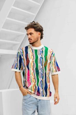 Carlo Colucci C9650 591 Crewneck T-Shirt Heren - Maat XL - Kleur: Multicolour | Soccerfanshop