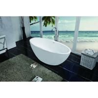 Wiesbaden Oval Vrijstaand Ligbad - 170x78cm - Acryl Mat Wit met Waste Mat Wit - thumbnail