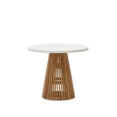 Kave Home Ronde Bistrotafel 'Alcaufar' Cement en Teakhout, 90cm, kleur Wit