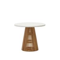 Kave Home Ronde Bistrotafel 'Alcaufar' Cement en Teakhout, 90cm, kleur Wit - thumbnail