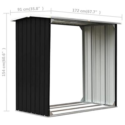 Haardhoutschuur 172x91x154 cm gegalvaniseerd staal antraciet - thumbnail
