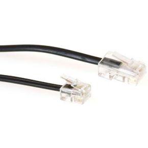 ACT TD5309 Zwarte Platte Telefoonkabel | RJ11 en RJ45 connectoren | Zwart | 5 meter
