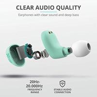 Trust Mobile Nika Compact Draadloze Bluetooth Oordopjes Wireless Earphones, 18 uur speeltijd in totaal, ingebouwde microfoon, TWS, Eén maat, Turquoise - thumbnail