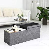 Opvouwbare Zitbank met opbergruimte en deksel - 115cm - Donkergrijs - thumbnail