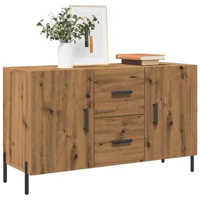 Dressoir 100x36x60 cm bewerkt hout artisanaal eikenkleurig
