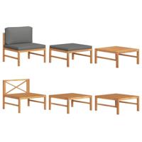 3-delige Loungeset met donkergrijze kussens teakhout - thumbnail