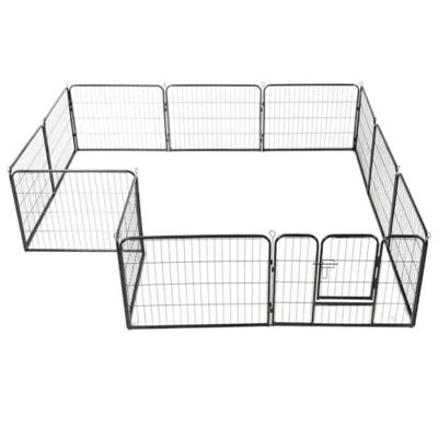 Hondenren met 12 panelen 80x60 cm staal zwart - thumbnail