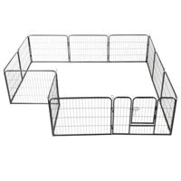 Hondenren met 12 panelen 80x60 cm staal zwart - thumbnail