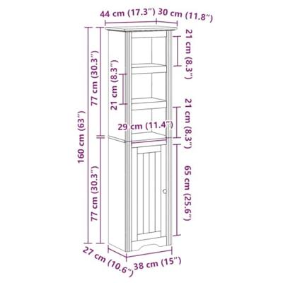 Badkamerkast BODO 44x30x160 cm wit