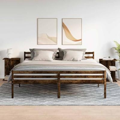 Nachtkastjes 2 st 46,5x29x61 cm bewerkt hout gerookt eikenkleur