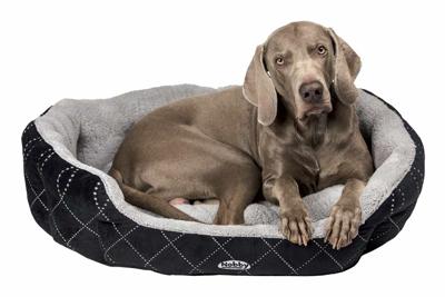 Nobby, Ovaal bed met vulling van pluche met omkeerbaar kussen, 45 x 40 x 19 cm, zwart
