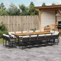 15-delige Tuinset met kussens poly rattan zwart - thumbnail