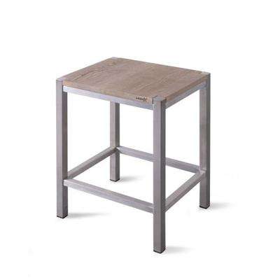 Looox Wood collection douche stool 35x30x45 met frame RVS geborsteld eiken RVS geborsteld wstoolrvs