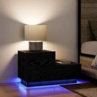 Nachtkastje met lade Zwart eiken 70 x 36 x 40.5 cm Bewerkt hout - thumbnail