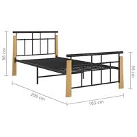 Bedframe metaal en massief eikenhout 90x200 cm - thumbnail
