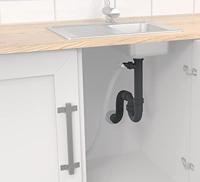 Kirchhoff ECO-SAVE Kunststof flexibele spoelbak buisvormige sifon, grijs, 3/4" x 1 1/2" x 3/4" mondstuk x 40/50 mm, met apparaataansluiting - 98836549 - thumbnail