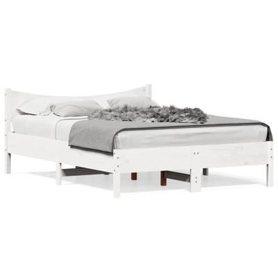 Bedframe zonder matras massief grenenhout wit 120x190 cm