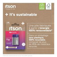 ITSON, 9V alkalinebatterijen, verpakking van 1 stuk, voor klokken, rookmelders, 6LR61IPO/1CP - thumbnail