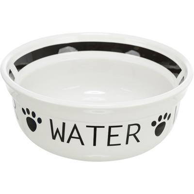 TRIXIE DRINKBAK HOND WATER KERAMIEK WIT / ZWART 1,6 LTR 20 CM