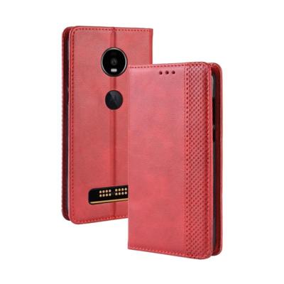 Magnetische Buckle retro Crazy Horse textuur horizontale Flip lederen case voor moto Z4 Play met houder & kaartsleuven & fotolijstjes (rood)