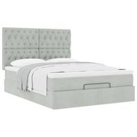 Ottoman bed met matrassen 140x200cm fluweel lichtgrijs - thumbnail