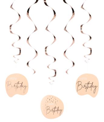 Swirls Happy Birthday Elegant Blush - 5 Stuks