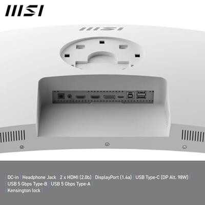 MSI Modern MD342CQPW 34 inch UWQHD gebogen 1500R pc-monitor - VA-paneel 3440 x 1440, KVM, PIP/PBP, breed kleurengamma, oogcomfort, geïntegreerde luidspreker, 3-assig verstelbaar - HDMI 2.0b, DP 1.4