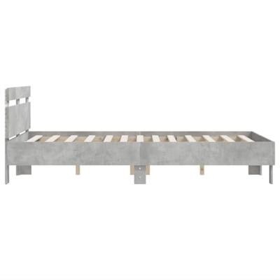 Bedframe met hoofdeinde en LED betongrijs 120x200 cm