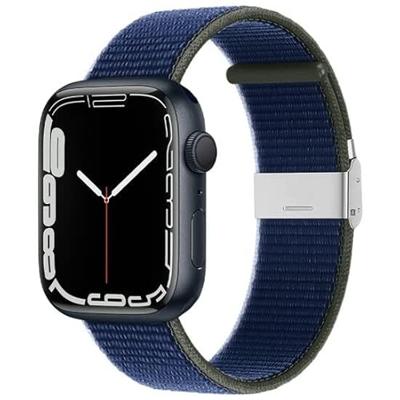 Nylon bandje met klemsluiting - Donkerblauw - Geschikt voor Apple Watch 44mm / 45mm / 46mm / 49mm