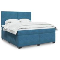 Boxspring met matras fluweel blauw 180x200 cm - thumbnail