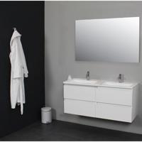 On-Line Badkamermeubelset - 120 cm - Voorgemonteerd - Acryl Wastafel - 2 Kraangaten - Spiegel - Hoogglans Wit - thumbnail