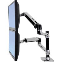 Ergotron LX Dual Arm Stacking Desk Mount Monitor-tafelbeugel Incl. laptophouder 38,1 cm (15) - 61 cm (24) Aluminium In hoogte verstelbaar, Kantelbaar, - thumbnail