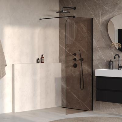 BRAUER Orion inloopdouche brons glas 90x200 incl. glascoating Mat Zwart