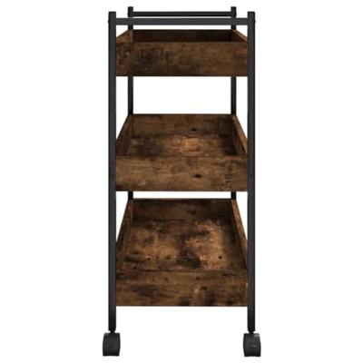 Keukentrolley 50x30x70 cm bewerkt hout gerookt eikenkleurig Keukentrolley 50x30x70 cm bewerkt hout gerookt eikenkleurig