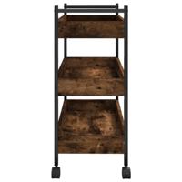 Keukentrolley 50x30x70 cm bewerkt hout gerookt eikenkleurig - thumbnail