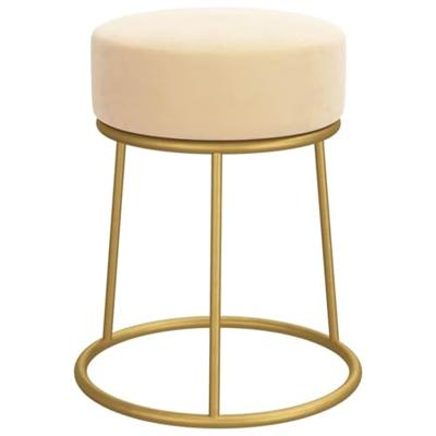 Hocker rond fluweel abrikooskleurig - thumbnail