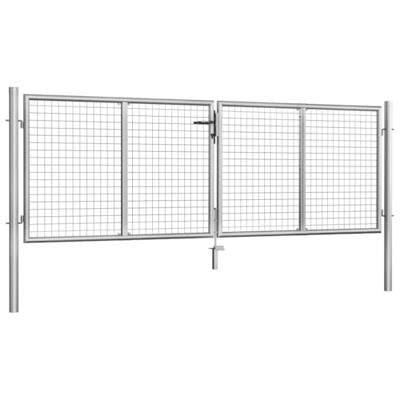 VidaXL Tuinpoort gegalvaniseerd staal 306x75 cm zilver