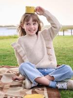 Trui voor meisjes van gebreid materiaal ecru - thumbnail