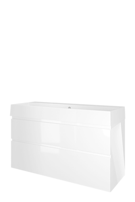 Proline Porselein Loft badmeubelset met wastafelonderkast met 2 asymmetrische lades en porseleinen wastafel met 2 kraangaten 120 x 73 x 46 cm, glans Proline Porselein Loft badmeubelset met wastafelonderkast met 2 asymmetrische lades en porseleinen wastafel met 2 kraangaten 120 x 73 x 46 cm, glans