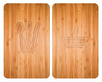 Wenko 2 fornuisafdekplaten (Lunch, houtlook) Wenko 2 fornuisafdekplaten (Lunch, houtlook)