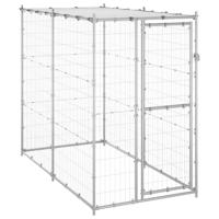 VidaXL Hondenkennel buiten met dak 110x220x180 cm gegalvaniseerd staal - thumbnail