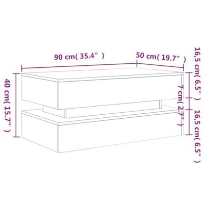 Salontafel met LED-verlichting 90x50x40 cm gerookt eikenkleurig Salontafel met LED-verlichting 90x50x40 cm gerookt eikenkleurig