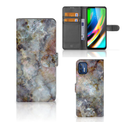 Motorola Moto G9 Plus | Bookcase | Marmer Grijs Motorola Moto G9 Plus | Bookcase | Marmer Grijs