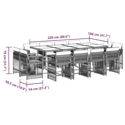 13-delige Tuinset met kussens poly rattan zwart